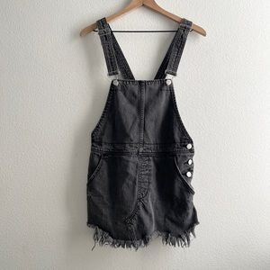 Free People Black Denim Overall Dress